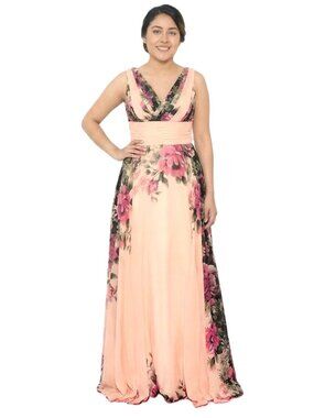 GRACE KARIN Floral Chiffon Gown. Plus Size 24W